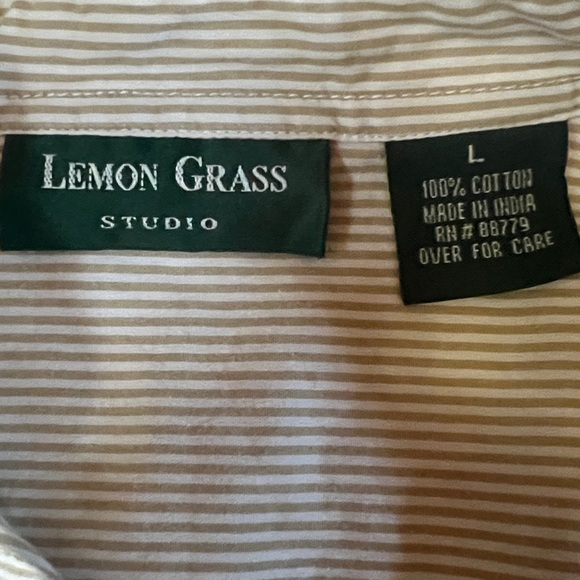 Lemon Grass Floral Pinstripe Shirt L - Picture 3 of 4